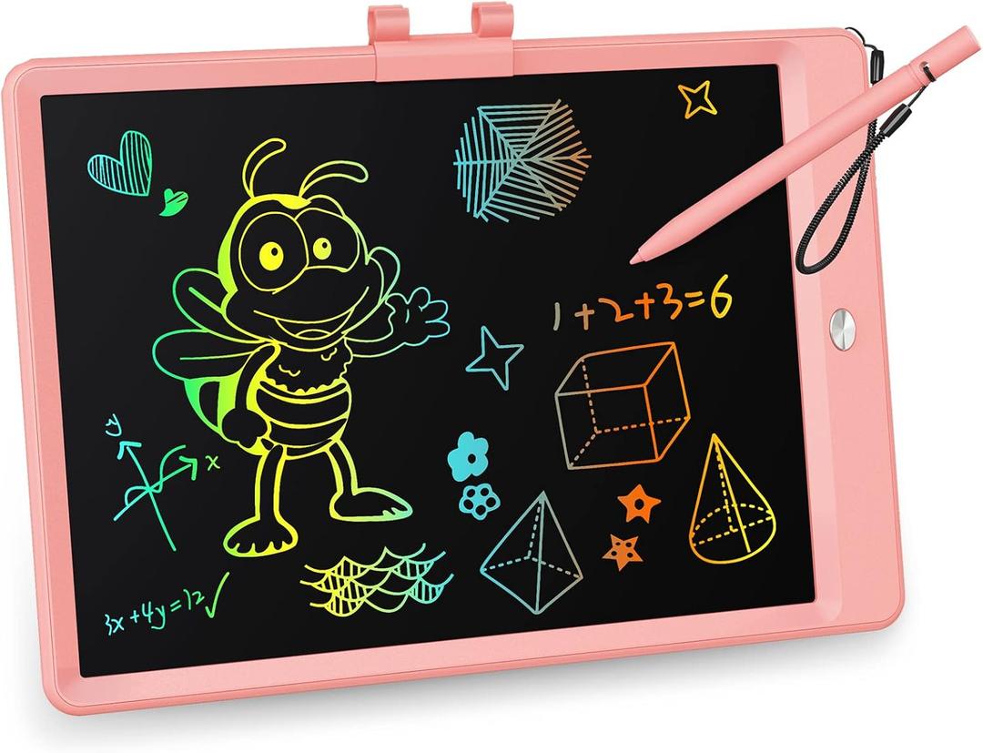 KOKODI LCD Writing Tablet, Valentines Day Gifts for Kids,10 Inch Colorful Toddler Doodle Board Drawing Tablet, Erasable Reusable Electronic Drawing Pads, Educational and Learning Toy for Kids (Pink)