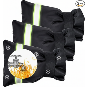 Outdoor Faucet Cover, Faucet Cover Socks for Winter Freeze Protection with Reflective Strips, Waterproof Insulated Spigot Tap Cover, Reusable Sprinkle Valve Insulation Wrap and Hose Bib Cover, 2 Pack