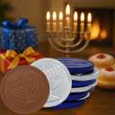 3The Dreidel Company 25-Pack Blue & Silver Hanukkah Milk Chocolate Coins, Hanukkah Design Menorah & Dreidel Design, Non GMO, Kosher Certified OU-D (EXP 11/02/27)