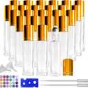 24Pack Essential Oil Roller Bottles 10ml Clear Glass Roller Bottles with Stainless Steel Roller Balls Leak Proof Roll on Bottles for Travel Perfume Essential Oil
