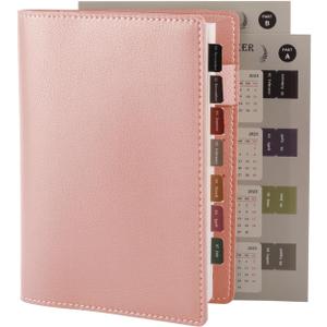 Planner Cover for A6, Soft Travelers Notebook Faux Leather Cover for Notebook,(4.1"x5.8"),Pink (pink, A6)