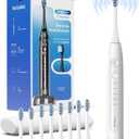 Onlyone Ultrasonic Electric Toothbrush for Adults, Rechargeable Electric Toothbrush Toothbrush with 8 Brush Heads, Travel Case, Charging Base & Wireless Charging - 5 Modes with Smart Timer