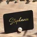 UNIQOOO 24Pcs Decorative Pearl Place Card Holders w/Black White Cards, Elegant Men&Women Name Card Stands Set, for Wedding Event Table place Cards, Retail Shop, Business Card, Party Food Signs
