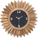 Honiway 16 Inch Wall Clocks, Rustic Wood Boho Sunburst Decorative Wall Clock Battery Operated Silent Non Ticking Farmhouse Large Wall Clocks for Living Room Kitchen Bedroom Home Decor (Rustic Brown)