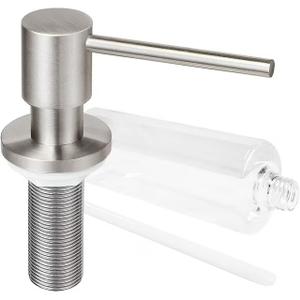 Deck Mounted Brass Kitchen Sink Soap Dispenser or Lotion Dispenser Above The Sink Refillable Bottle (Brushed Nickel)