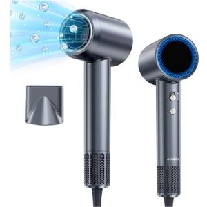 Hair Dryer, 150000 RPM Professional High Speed Blow Dryer, Negative Ionic Hair Dryer for Fast Drying, Low Noise with Magnetic Nozzle for Home Travel Valentine's Day Gift Ideas For Women, Men, Gray