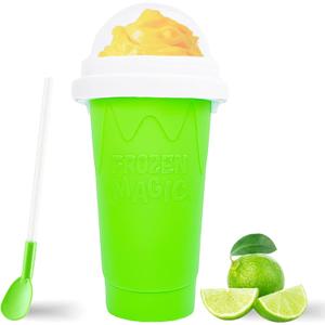 Magic Slushy Maker Squeeze Cup Slushie Maker, Homemade Milk Shake Maker Cooling Cup Squee DIY Birthday Gifts for Kids (Green)
