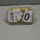 PATIKIL Vintage Wood Perpetual Calendar, Flip Calendar Turn Page Month Date Display for Desk Office Home Decoration Style 1, Golden (6.3"W x 4.5"H)