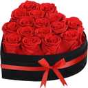 Luxury Forever Real Roses in Suede Box - 16-Piece Preserved Flowers Roses Gifts for Delivery Prime Birthday, Valentines's Day, Mother's Day,Anniversary, Graduation Gifts for Her (Red)