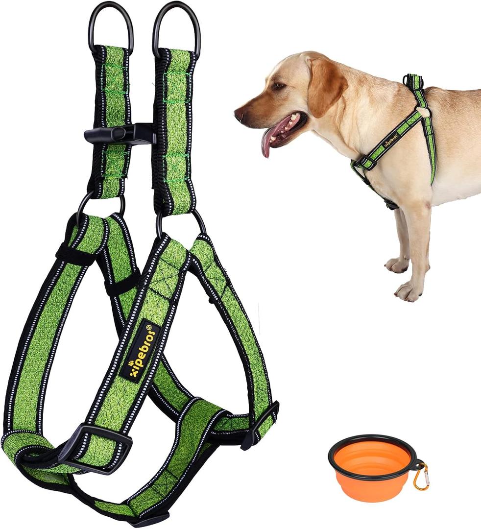 No Pull Dog Harness with Reflective Adjustable,Stops Pets from Pulling and Choking On Walks for Large Dogs (Green, XXL)