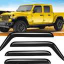 Original 4pcs Wind Deflector, Outside Mount Tape-On Waterproof Rain Guards Set, Sunroof Side Window Visors Compatible with 2020-2024 Jeep Gladiator, 2018-2024 Jeep Wrangler JL 94183