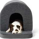 Indoor Dog House - Orthopedic Dog Tent Bed w/Egg-Crate Foam - Pet Bed with Cover Cave - Waterproof Lining - Nonskid Bottom, Ideal for Large Breeds & Fits 36-Inch Crate - 35"x22" (Charcoal)