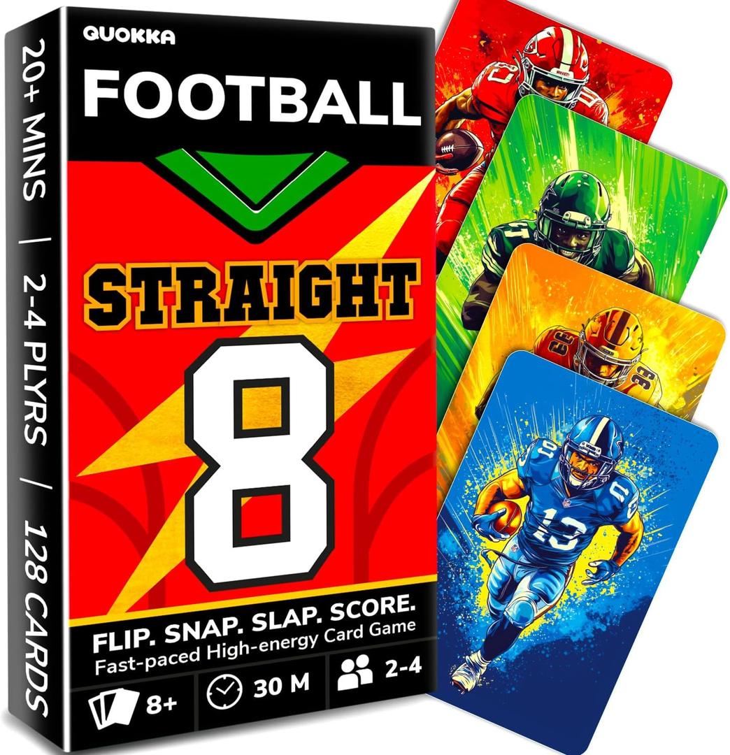 QUOKKA Football Fast-Paced Card Game for Kids & Adults  128 Cards & Easy Rules  Quick & Fun Matching Game  2-8 Players  Ages 8+  Perfect for Family Games Night, Travel and Parties