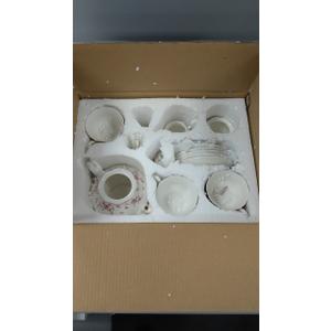 fanquare Vintage Porcelain Tea Set for Women Tea Party, Cup and Saucer Set for 6, Wedding Floral Teapot Set for Adults, Pink Rose