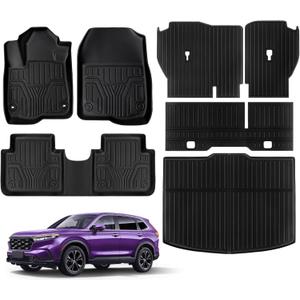 Floor Mats for Honda CR-V 2025 2024 2023 (Not Hybrid) Full Sets CRV All Weather Floor Mats for Honda CR-V Accessories 2025-2023 TPE Back Seat Cover Protector Trunk Frunk Mat