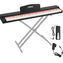ZHRUNS Digital Piano 88 Key Weighted, Full Size Electric Keyboard Piano for Beginners, Portable Piano Keyboard with Sheet Music Stand,Pedal,Headphone,Power Adapter,USB MIDI,Black Pink (Keyboard Only)