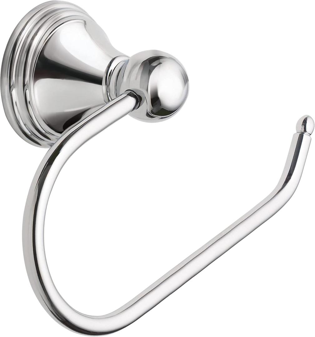 Moen Preston Collection Chrome Single Post Toilet Paper Holder, Wall Mounted Hanging Toilet Tissue Holder, DN8408CH (2-3/8 x 6-1/2 Inch)