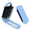 Folding Hair Brush with Mirror for Women, Foldable Travel Hairbrush with Soft Nylon Bristles Collapsable Pocket Size Brush Mini Scalp Compact Massage Comb Hair Styling Tools for Gym,Trip,Purse,Locker (Light Blue)
