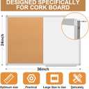 Cork Board White Board Combo, 36" X 24" Magnetic Whiteboard Bulletin Combination Board, Aluminum Frame Vision Board with Dry Erase Markers, Magnets, Eraser and Push Pins for Office, Home & School