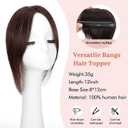 Matriarchs Hair Toppers For Women Real Human Hair,360 3D Human Hair Topper 12inch Curtain Bangs Clip in Toppers Hairpieces With Thinning Crown and Natural Coverage Dark Brown