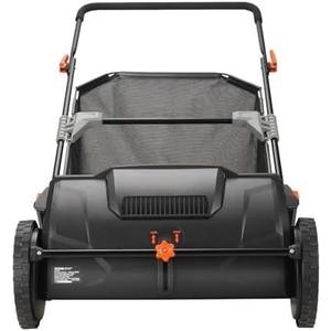 21-Inch Push Lawn Sweeper,Heavy Duty Steel Frame with 3.5 cu.ft Mesh Bag,Adjustable Brush Height and Rubber Wheels,2 Spinning Brushes for Leaves, Grass, Debris,Easy Storage & Dump Design