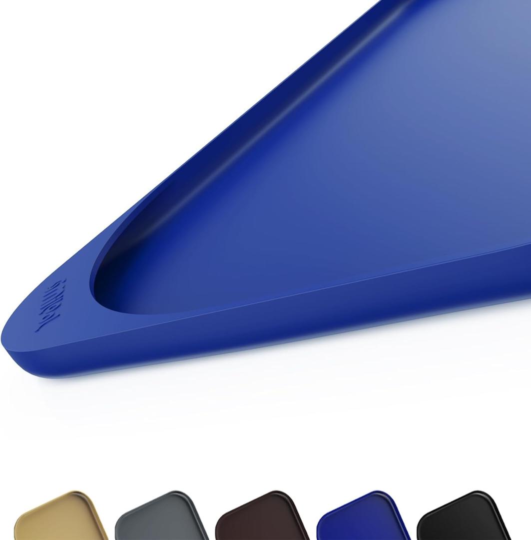 Smilool Silicone Pet Food Mat with Raised Edge for Food and Water Bowl, Dog Feeding Mats, Cat Food Trays for Floor Waterproof, Rubber Tray for Dogs and Cats, 22 x 14 x 0.8 Navy Blue