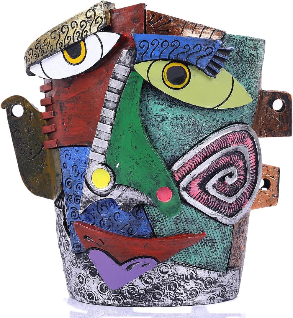 Abstract Art Flower Pot,Large Face Planter,Colorful Head Planter Pot for Plants,Decorative Face Flower Pots for Living Room, Patio,Garden,Unique Home Dcor for Indoor and Outdoor Use (C)