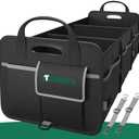 Tonmifr Heavy-Duty Trunk Organizer & Multi-Compartment Storage Box for SUV/Sedan/Minivan,600D Waterproof Oxford,2 Securing Hooks & Reflective Strips-Large Capacity Organiser(92L)