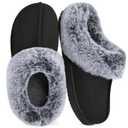 HomeTop Women's Classic Microsuede Memory Foam Slippers Durable Rubber Sole with Warm Faux Fur Collar (9-10 M, Black)