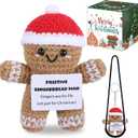 Christmas Crochet Doll Gingerbread Keychain Gingerbread Christmas Gift Positive Doll with Positive Card Box, Stocking Stuffer Delightful Birthday Gift for Women Family Friends