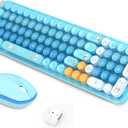 Wireless Keyboard Mouse, 2.4GHz Compact Quiet Cordless Keyboard and Mouse Combo with Nano USB Receiver for Windows, Laptop, PC, Notebook Blue