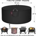 2 x [2026 Upgraded 900D Fabric] Outdoor Fire Pit Cover for 48-50 inch Fire Pit, 900D Heavy Duty Waterproof Patio Table Cover with Air Vent,Handle & Tightening Drawstring, 50"Dia x 24"H-Black