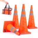 BATTIFE [4 Pack] 28 Inch Collapsible Traffic Safety Orange Cones, Multi Purpose Pop-up Cones and Reflective Collar, for Road Parking, Driving Practice