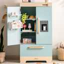 ROBUD Wooden Play Fridge with Ice Dispenser & Accessories for Kids, 11 x 18 x 34 inches