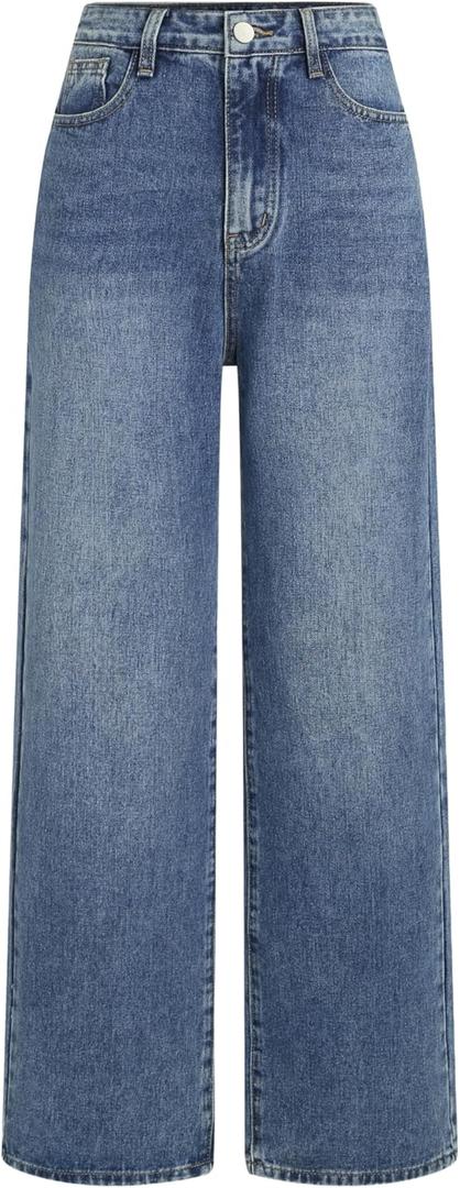 CIDER Wide Leg Jeans for Women High Waisted Denim Pants Boyfriend Jeans Trendy Casual Summer Bottom (Large)