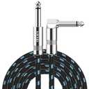 10FT Instrument Cable - Electric Guitar & Bass Cable with Right Angle 1/4 Inch Connector - Black & Bluetest