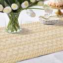 8 x OTOSTAR Boho Table Runner Beige Macrame Table Runners with Tassels Woven Table Runner 72 Inches Long Rustic Farmhouse Table Runners for Kitchen Dining Room Home Decor 12x72 Inch (Beige)
