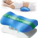 Adjustable Height Lumbar Support Pillow for Sleeping, Ergonomic Contour Lower Back Pillow for Bed with Breathable Washable Cover, Spine Alignment & Sleep Comfort, Blue (23.6 x 9.8 x 3.3 Inch)