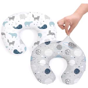 BROLEX Baby Nursing Pillow Covers: 2-Pack Soft Slipcovers for Breastfeeding Pillows - Comfortable Fabric, Fits Standard Nursing Pillows for Boys & Girls -Space Planet