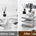 Gagee 4 Pack Paper Organizer for Desk,Clear Stackable Paper Sray Holder, Office Desk Organizer for Notes, Pens, File, Document