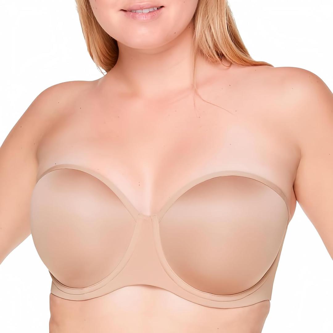 ThirdLove Classic Strapless Bra, Underwire, High Support, Removable Straps & No-Slip Silicone Grip, Supportive Bras for Women Taupe - 40D
