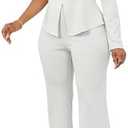 Aro Lora Womens Sexy 2 Piece Outfits One Shoulder Long Sleeve Slit Top and Pant Set Dressy Pantsuits. Size XL.