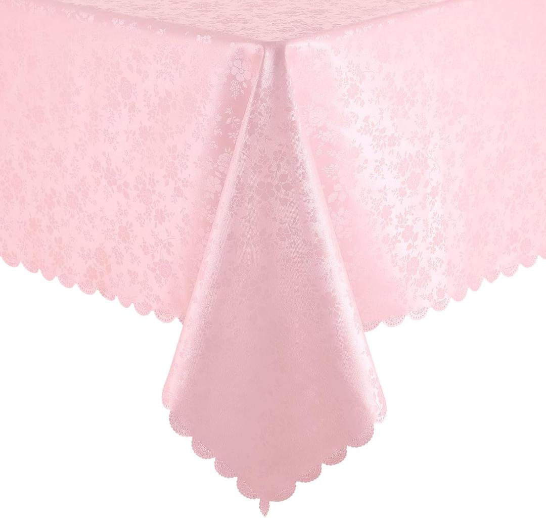 Smiry Rectangle Table Cloth, Waterproof Heavy Duty Vinyl Tablecloths, Wipeable Washable Table Cover for Kitchen and Dining Room (Pink, 60" X 84")