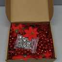 Zeyune 48 Pcs 3 Styles Christmas Glitter Poinsettia Flowers Artificial Berry Picks Artificial Christmas Flowers with Clips for Xmas Tree Wedding Wreath Holiday Party Decorations(Red)