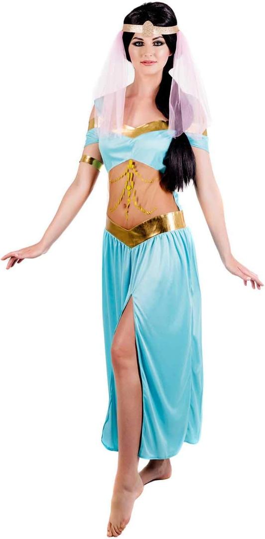 fun shack Womens Arabian Princess Costume Adults Harem Genie Blue Dress Outfit (X-Large)