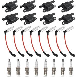UF413 Ignition Coil Packs 41962 Spark Plugs and 48322R Wires Set Compatible with Chevy Silverado Tahoe Suburban GMC Sierra Yukon Cadillac Escalade Buick 4.8L 5.3L 6.0L for 12570616 by MCCKLE (8 Pack)