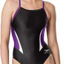 Speedo Women's Swimsuit One Piece Endurance+ Cross Back Solid Adult Team Colors (40, Edge Black/Purple)