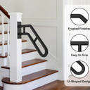 2pcs Frossvt Wall Mount Handrail, Outdoor Grab Bar - 25.8" Bent Black Handrail (2-Pack) for Garage, Porch, Garden Stairs