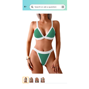 swimall Women's Triangle Bikini Set Sexy Brazilian Sporty Two Piece Swimsuit Cute Bathing Suit L
