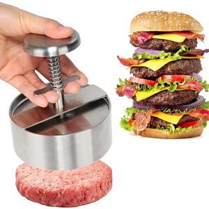 Burger Press, 304 Stainless Steel Patty Maker with Rebound Spring Multifunction Hamburger Meat Model for Stuffed Burgers Slider Barbecue Grilling
